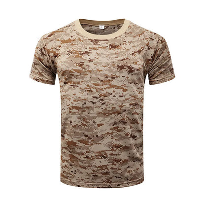 Men Camouflage Hunting Shirts Tactical Fishing Shirt Military Tshirts Camo Hiking Camping  Quick Dry  Clothes