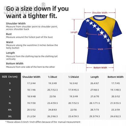 Tight Sports T-shirt Bosnia And Herzegovina Flag 3D For Men Women Tees jersey Clothes Soccer Football Fans Patriotic T shirt