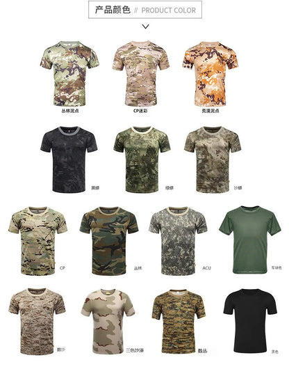 Men Camouflage Hunting Shirts Tactical Fishing Shirt Military Tshirts Camo Hiking Camping  Quick Dry  Clothes