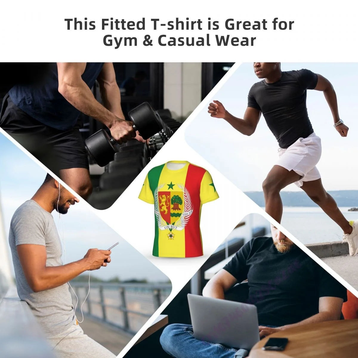 Senegal Flag 3D T-shirt Men Running Sport Skinny Short Tee Shirt Male Gym Fitness Bodybuilding Workout Tops Clothing