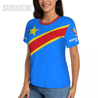 Unisex Nation T-shirt Democratic Republic Of Congo Flag T-shirts jersey For Men Women Soccer Football Fans Gifts Custom clothes