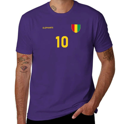 Guinea National Football Team Soccer Retro Jersey Elephants Number 10 T-Shirt funnys t shirt for men