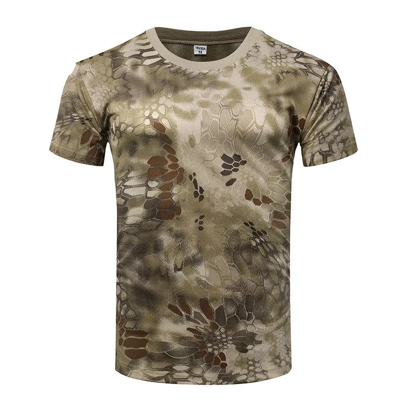 Men Camouflage Hunting Shirts Tactical Fishing Shirt Military Tshirts Camo Hiking Camping  Quick Dry  Clothes