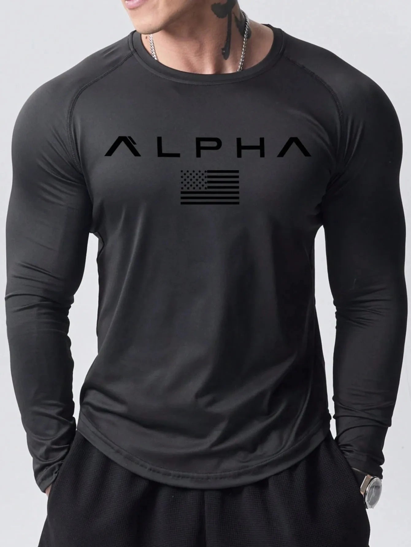 New men's long-sleeved T-shirt for Spring and Autumn 2025 featuring street fashion and comfort with 3D letter printing