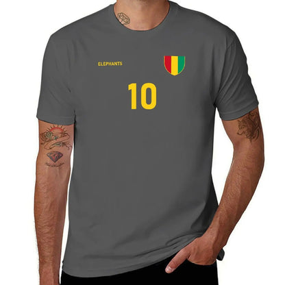 Guinea National Football Team Soccer Retro Jersey Elephants Number 10 T-Shirt funnys t shirt for men