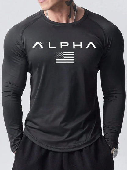 New men's long-sleeved T-shirt for Spring and Autumn 2025 featuring street fashion and comfort with 3D letter printing