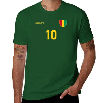 Guinea National Football Team Soccer Retro Jersey Elephants Number 10 T-Shirt funnys t shirt for men
