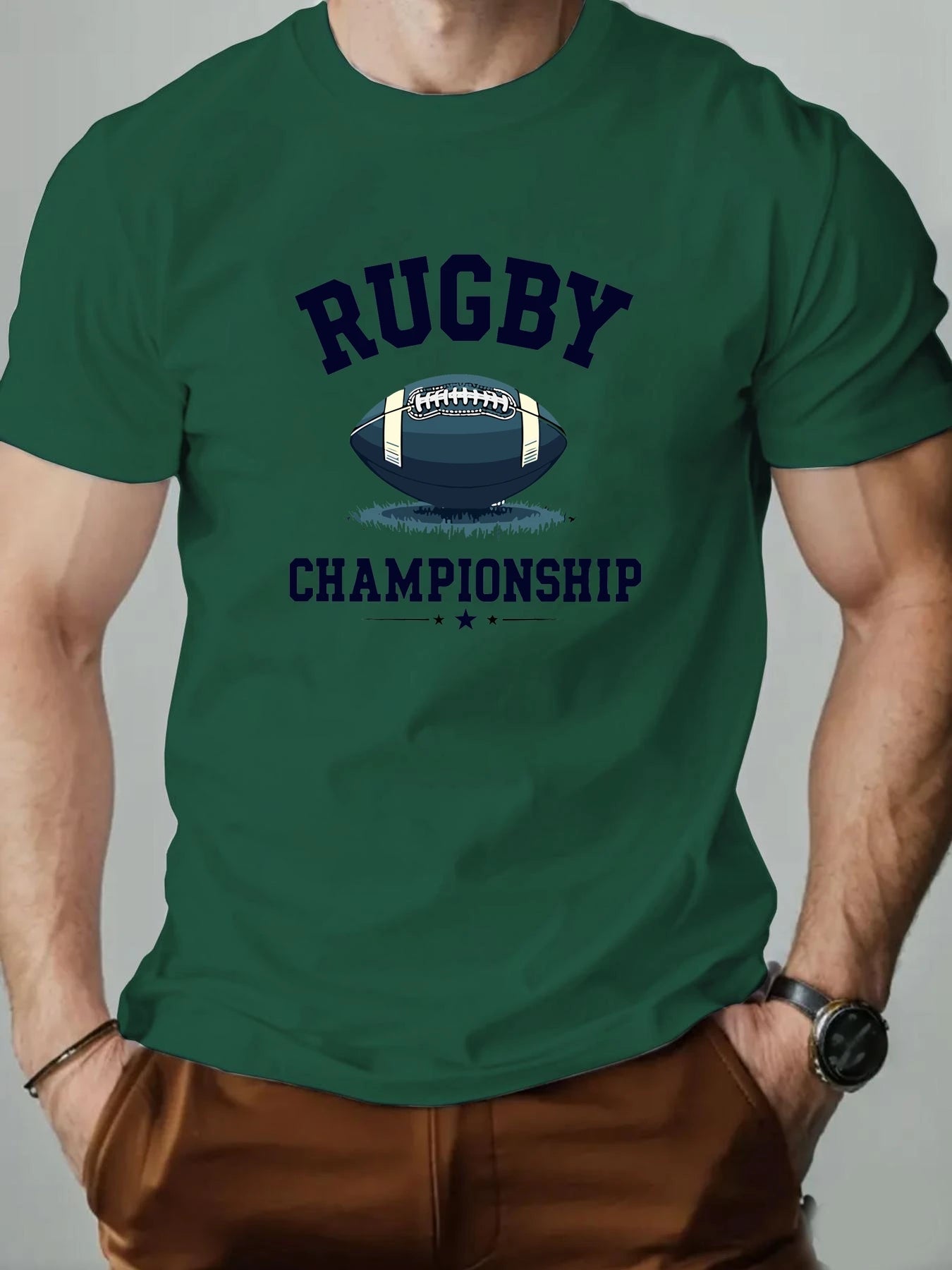 Men t-shirt 100% Cotton Rugby Pattern Print Round Neck Breathable Streetwear Oversized Tee Casual Fashion High quality Clothing