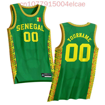 Customized Senegal Basketball Suit Men's Vest Quick Drying Fabric Loose Sportswear Casual Basketball Suit Outdoor Training Suit