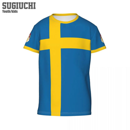 Custom Name Number Sweden Flag Emblem 3D T-shirts For Kids Youth Boy/Girl Tees Soccer Football Fans Gift T shirt