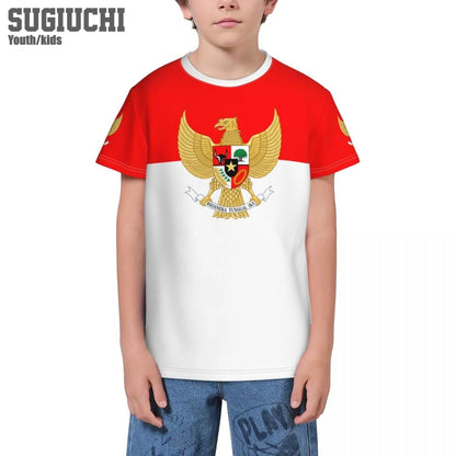 Custom Name Number Indonesia Flag Emblem 3D T-shirts For Kids Youth Boy/Girl Tees Soccer Football Fans Gift T shirt