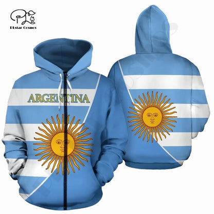 PLstarCosmos 3DPrint Newest Argentina Sport Country Flag Unique Men/Women Cozy Hrajuku Casual Streetwear Hoodie/Zip/Sweatshirt 7
