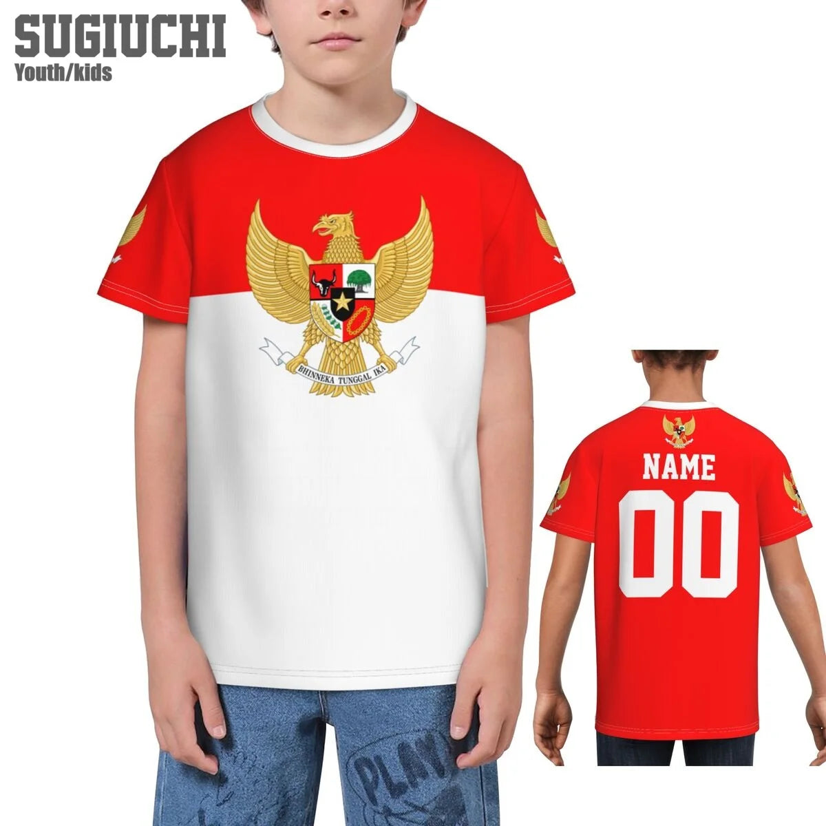 Custom Name Number Indonesia Flag Emblem 3D T-shirts For Kids Youth Boy/Girl Tees Soccer Football Fans Gift T shirt