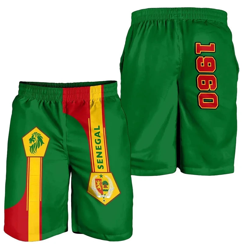 Senegal Flag Map 3D Print Beach Shorts Casual Hawaiian Boy Trunks Coat Of Arms Short Pants For Men Clothes Male Casual Trousers