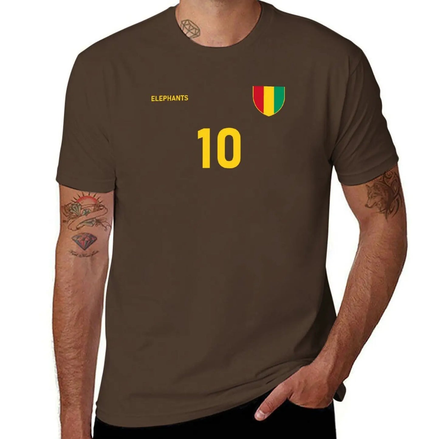 Guinea National Football Team Soccer Retro Jersey Elephants Number 10 T-Shirt funnys t shirt for men