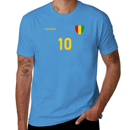 Guinea National Football Team Soccer Retro Jersey Elephants Number 10 T-Shirt funnys t shirt for men
