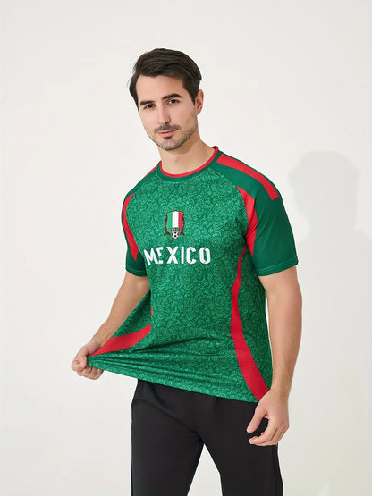 Men's Football Soccer Jersey Mexican round neck quick-drying Professional Training Uniform Kids Adult Short-Sleeve Profess