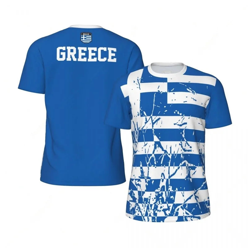 Greece Graphic T-shirt For Men Kids Sports 3D Printed Soccer Tee Shirts Summer Fitness Loose Short Sleeve Football T Shirt