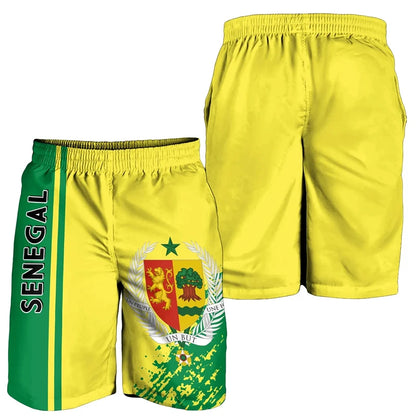 Senegal Flag Map 3D Print Beach Shorts Casual Hawaiian Boy Trunks Coat Of Arms Short Pants For Men Clothes Male Casual Trousers