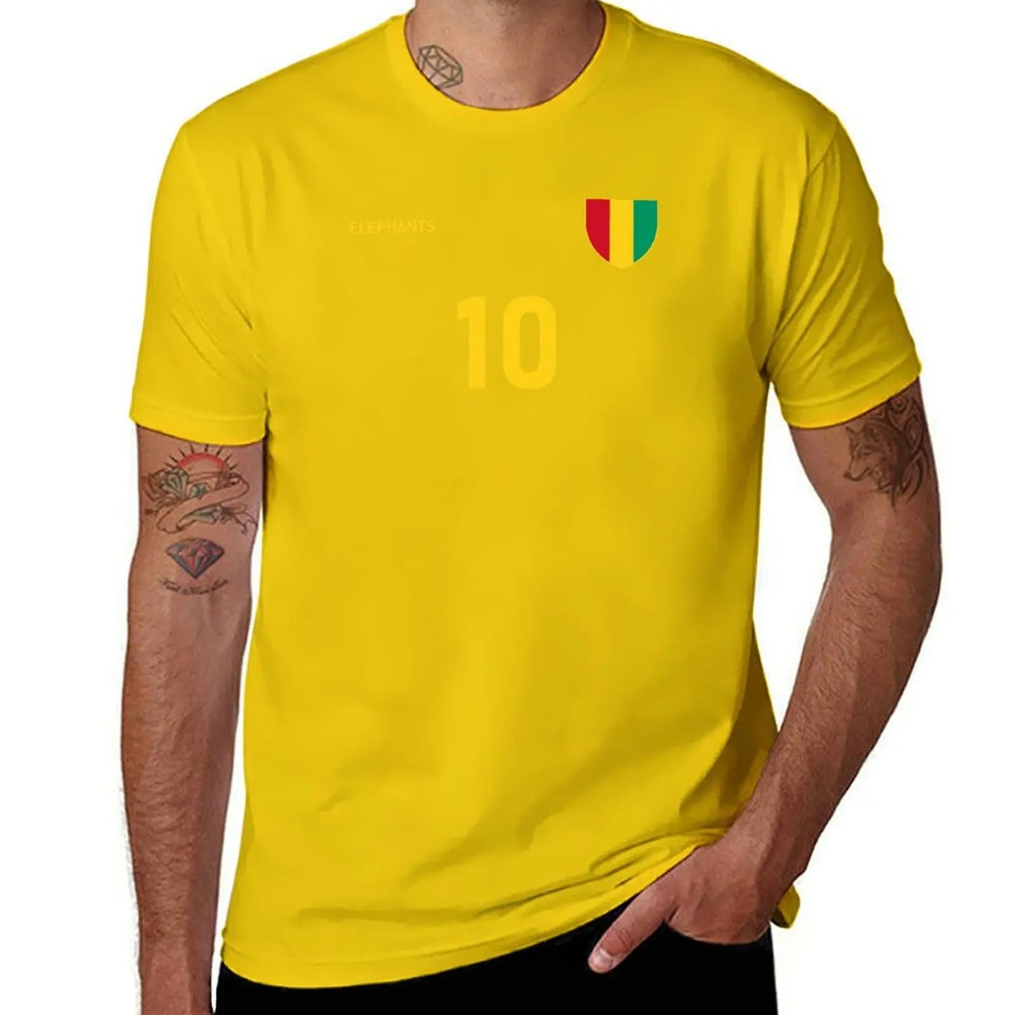 Guinea National Football Team Soccer Retro Jersey Elephants Number 10 T-Shirt funnys t shirt for men