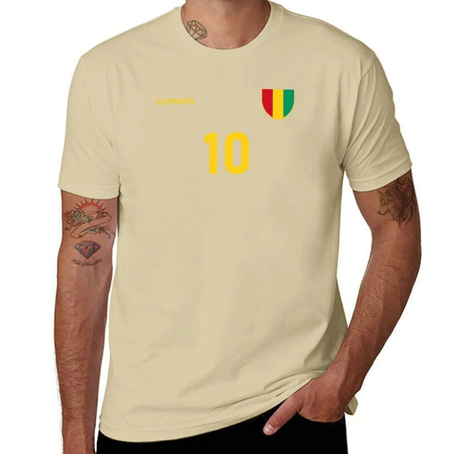 Guinea National Football Team Soccer Retro Jersey Elephants Number 10 T-Shirt funnys t shirt for men