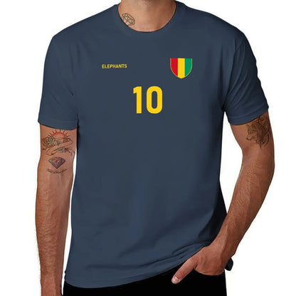 Guinea National Football Team Soccer Retro Jersey Elephants Number 10 T-Shirt funnys t shirt for men