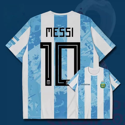 2025 Best-selling new 3D printed Argentina football jersey for men and women, quick-drying shirt, breathable sports T-shirt.