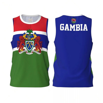 Gambia Flag Basketball Jersey Fashion Casual 3D National Emblem Printed Sports T Shirt Loose Quick Dry Breathable Mens Tees Tops