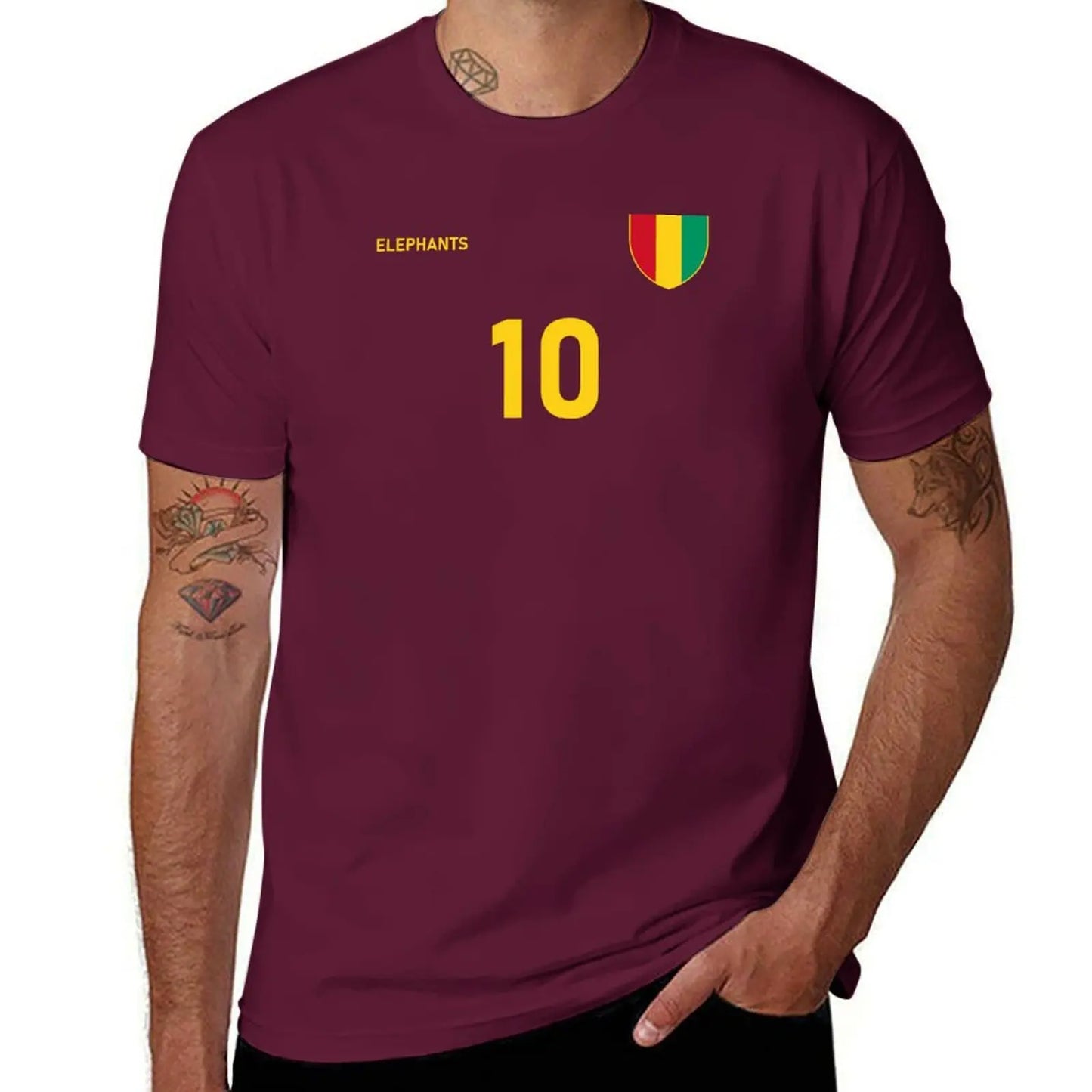 Guinea National Football Team Soccer Retro Jersey Elephants Number 10 T-Shirt funnys t shirt for men