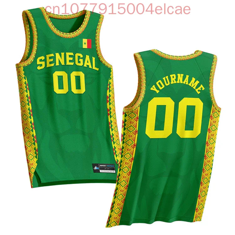 Customized Senegal Basketball Suit Men's Vest Quick Drying Fabric Loose Sportswear Casual Basketball Suit Outdoor Training Suit