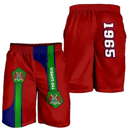 Africa Gambia Map Flag 3D Print Men Bermudas Hawaiian Boardshorts National Emblem Beach Shorts Coat Of Arms Male Short Pants
