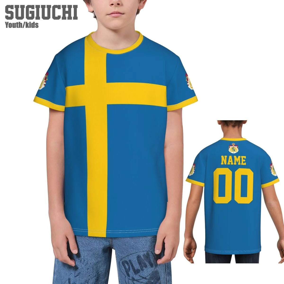 Custom Name Number Sweden Flag Emblem 3D T-shirts For Kids Youth Boy/Girl Tees Soccer Football Fans Gift T shirt