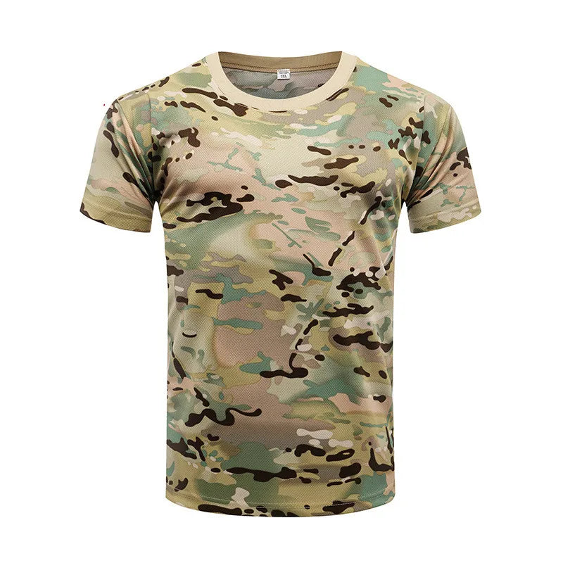 Men Camouflage Hunting Shirts Tactical Fishing Shirt Military Tshirts Camo Hiking Camping  Quick Dry  Clothes