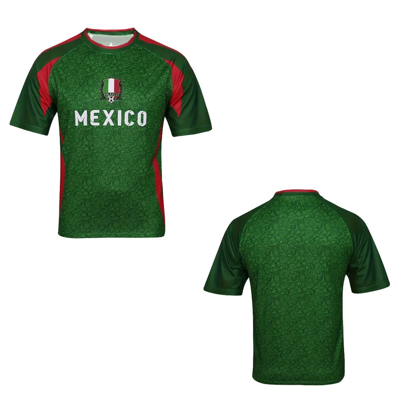 Men's Football Soccer Jersey Mexican round neck quick-drying Professional Training Uniform Kids Adult Short-Sleeve Profess