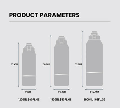 Tyeso Large Capacity Insulated Water Bottle Portable Travel Mug with