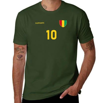 Guinea National Football Team Soccer Retro Jersey Elephants Number 10 T-Shirt funnys t shirt for men