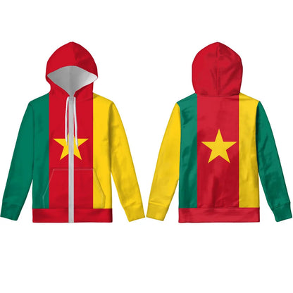 Cameroon Zipper Hoodie 3d Free Custom Name Number Team Cm Pullover Cmr Country French Cameroun Nation Cameroonian Flag Clothes