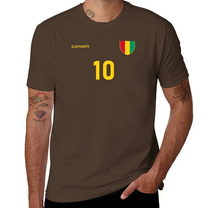 Guinea National Football Team Soccer Retro Jersey Elephants Number 10 T-Shirt funnys t shirt for men