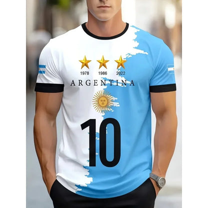 Argentina Flag Jerseys T-Shirt For Men National Emblem 3D Printed Tees Loose O-Neck Tops Sports chird Short Sleeves T Shirts