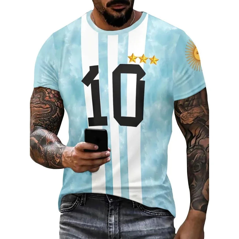 Argentina Flag Jerseys T-Shirt For Men National Emblem 3D Printed Tees Loose O-Neck Tops Sports chird Short Sleeves T Shirts