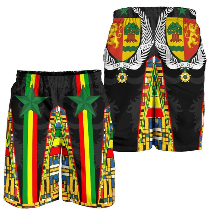 Senegal Flag Map 3D Print Beach Shorts Casual Hawaiian Boy Trunks Coat Of Arms Short Pants For Men Clothes Male Casual Trousers