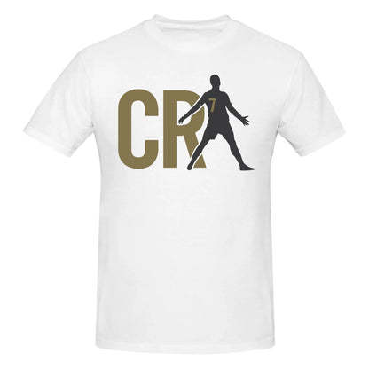 Soccer Gift Football Ronaldos CR7 T Shirts  Pure Cotton Tee Tops Streetwear Round Neck Tshirts Casual Short-Sleeve Clothing