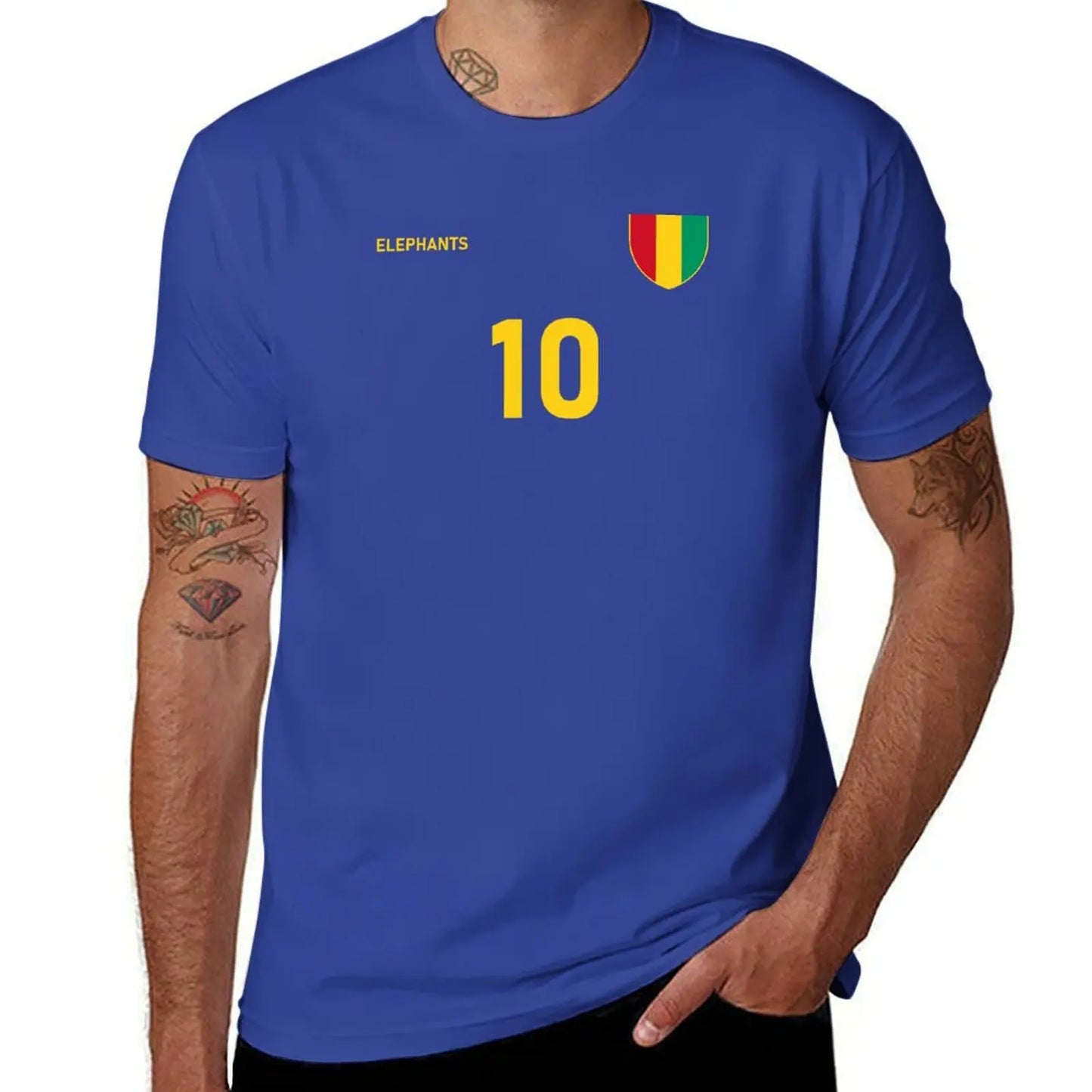 Guinea National Football Team Soccer Retro Jersey Elephants Number 10 T-Shirt funnys t shirt for men