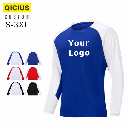 Custom Logo Adults Sports T-shirts Long Sleeve Football Jersey Sublimation Youth Fitness Shirts Sports Training Soccer Shirt