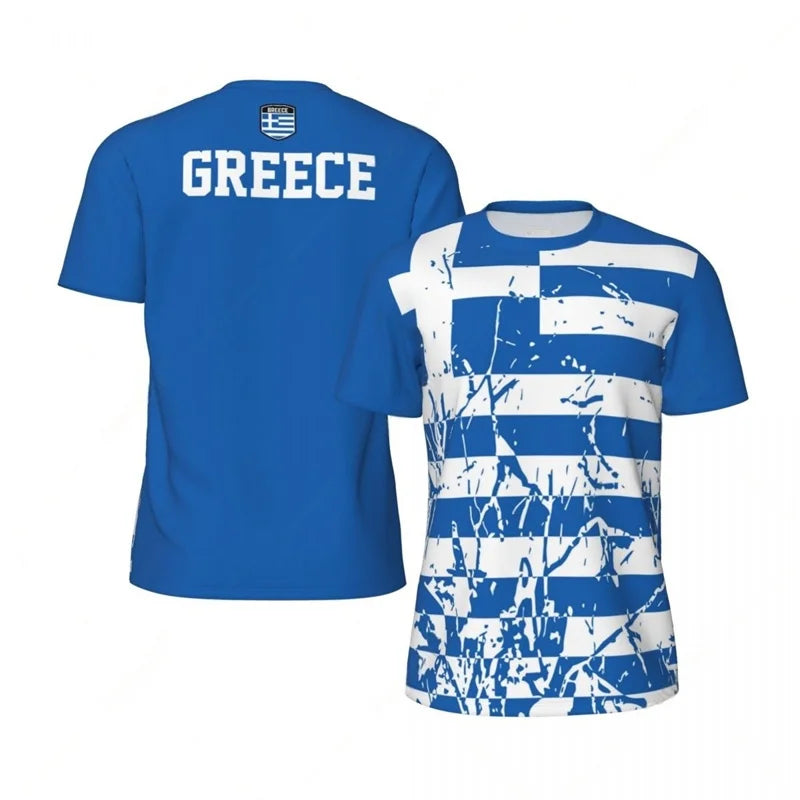 Greece Graphic T-shirt For Men Kids Sports 3D Printed Soccer Tee Shirts Summer Fitness Loose Short Sleeve Football T Shirt