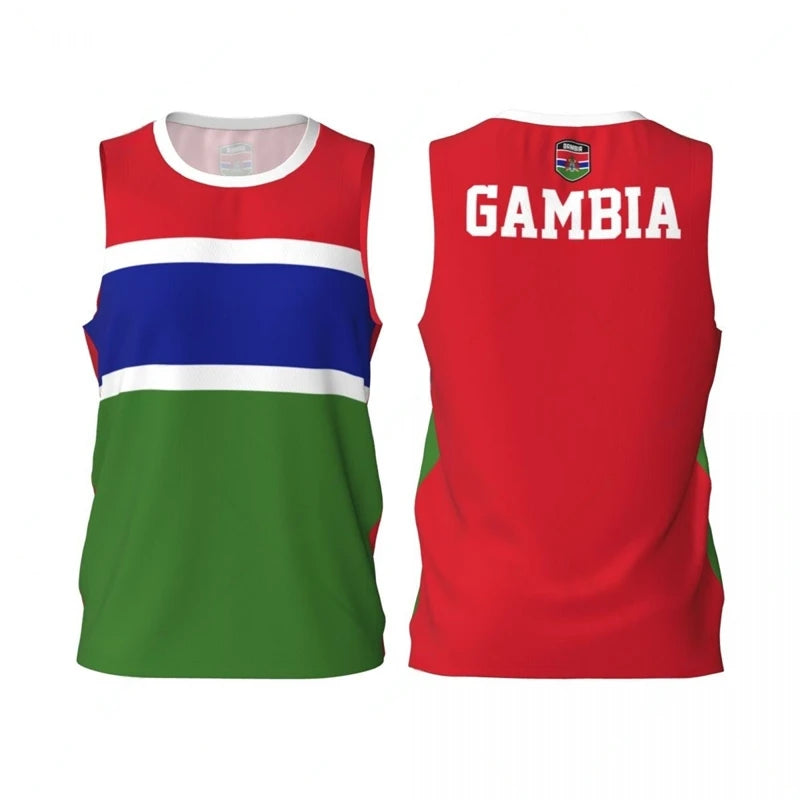 Gambia Flag Basketball Jersey Fashion Casual 3D National Emblem Printed Sports T Shirt Loose Quick Dry Breathable Mens Tees Tops