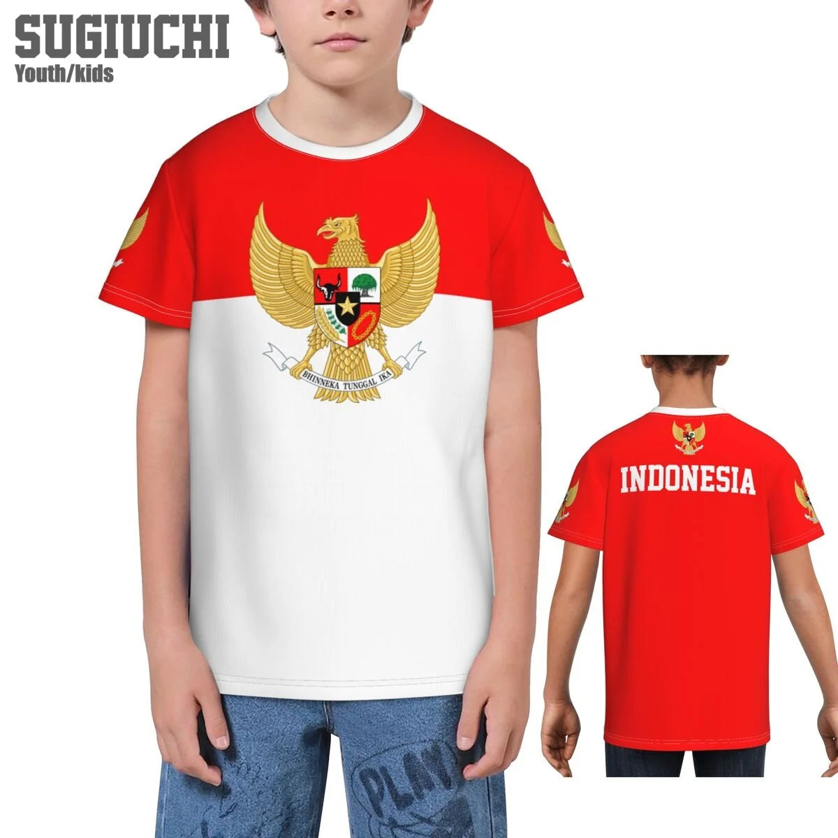 Custom Name Number Indonesia Flag Emblem 3D T-shirts For Kids Youth Boy/Girl Tees Soccer Football Fans Gift T shirt