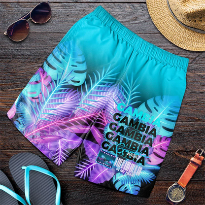 Africa Gambia Map Flag 3D Print Men Bermudas Hawaiian Boardshorts National Emblem Beach Shorts Coat Of Arms Male Short Pants