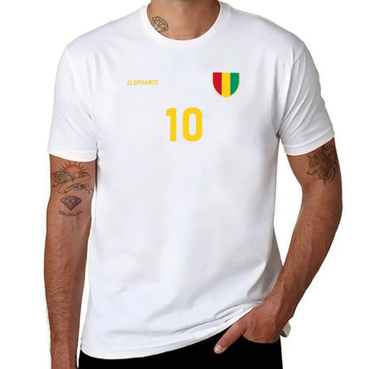 Guinea National Football Team Soccer Retro Jersey Elephants Number 10 T-Shirt funnys t shirt for men