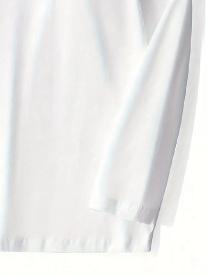 Men's "Whatever" Pattern Long Sleeved T-shirt Casual Elastic Pure Cotton Round Neck Black and White Printed Spring and Autumn